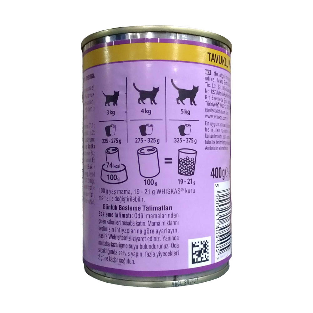 Whiskas Kedi Maması 400 gr Konserve Tavuklu