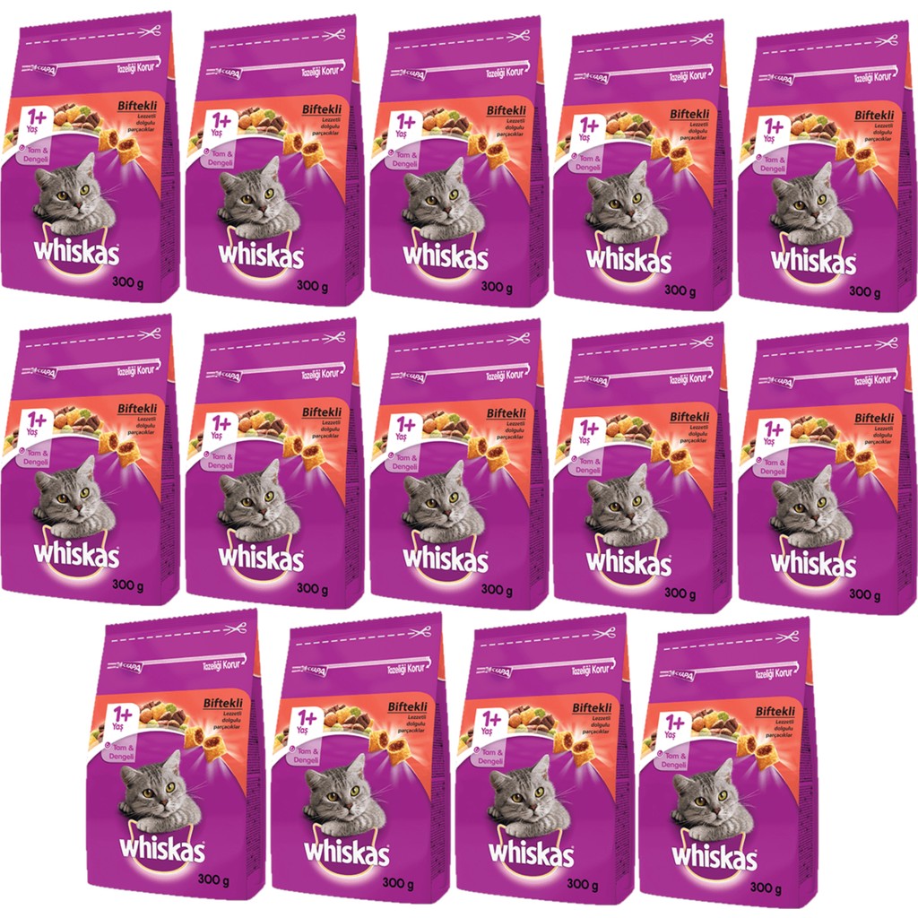 Whiskas Whıskas® Sığırlı (Biftekli) Kuru Kedi Maması 1+ Yaş 300 Gram (14 Adet) Evcil Hayvan Ürünleri Fiyatı