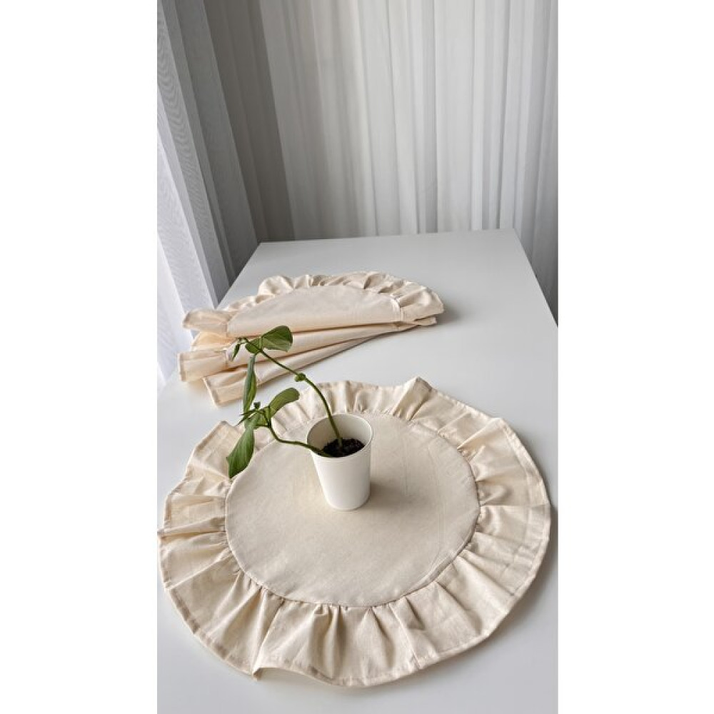 White Alamode Natural Yuvarlak Amerikan Servisi Seti 40X40CM - Krem - 40 x 40 cm Amerikan Servis Fiyatı