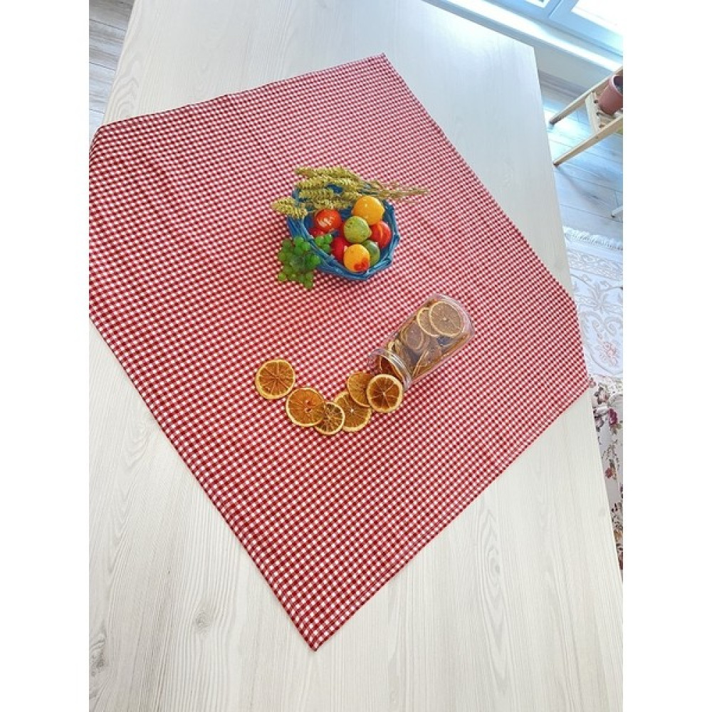 White Alamode Pötikare Kırmızı Beyaz Kareli Masa Örtüsü - Kırmızı - Beyaz - 80 x 80 cm Masa Örtüsü Fiyatı