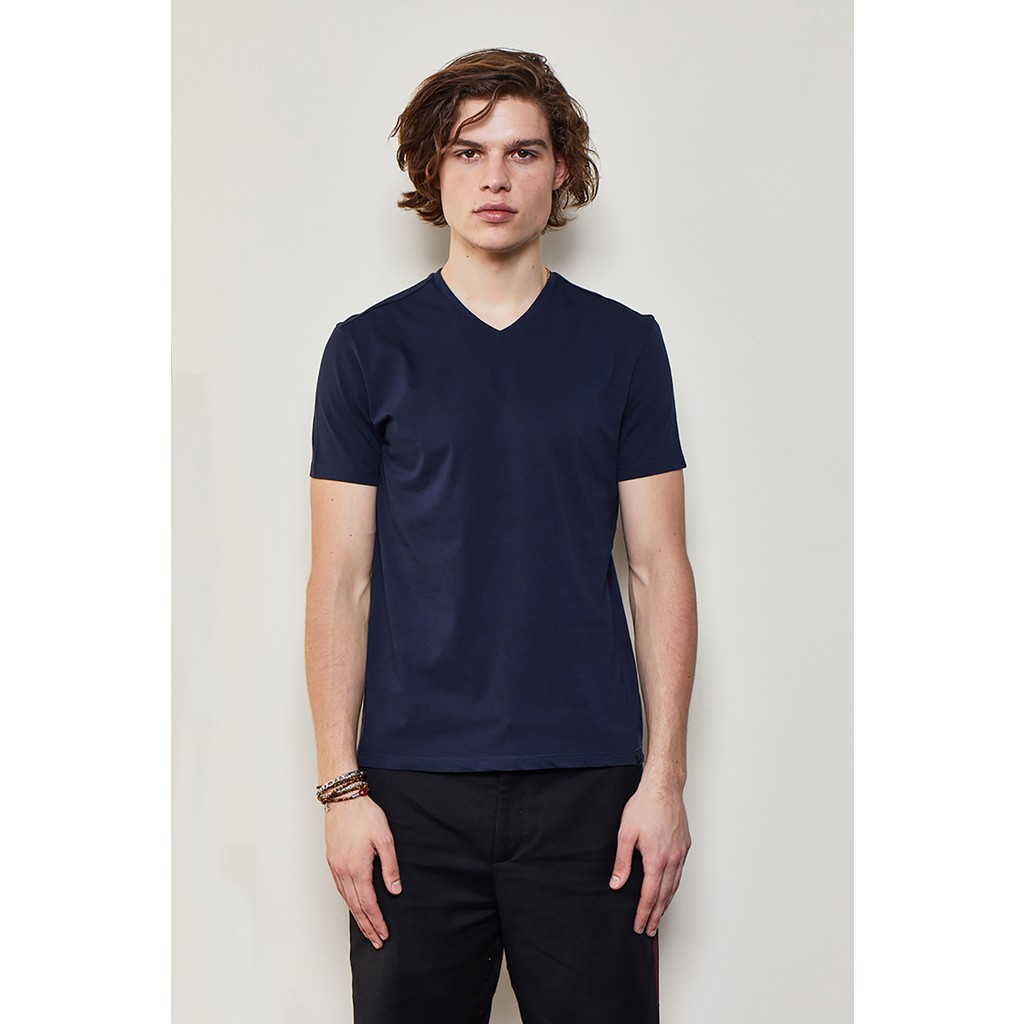 White And Simple Erkek Lacivert V Yaka Organik Pamuk Basic T-Shirt Giyim & İç Giyim Fiyatı
