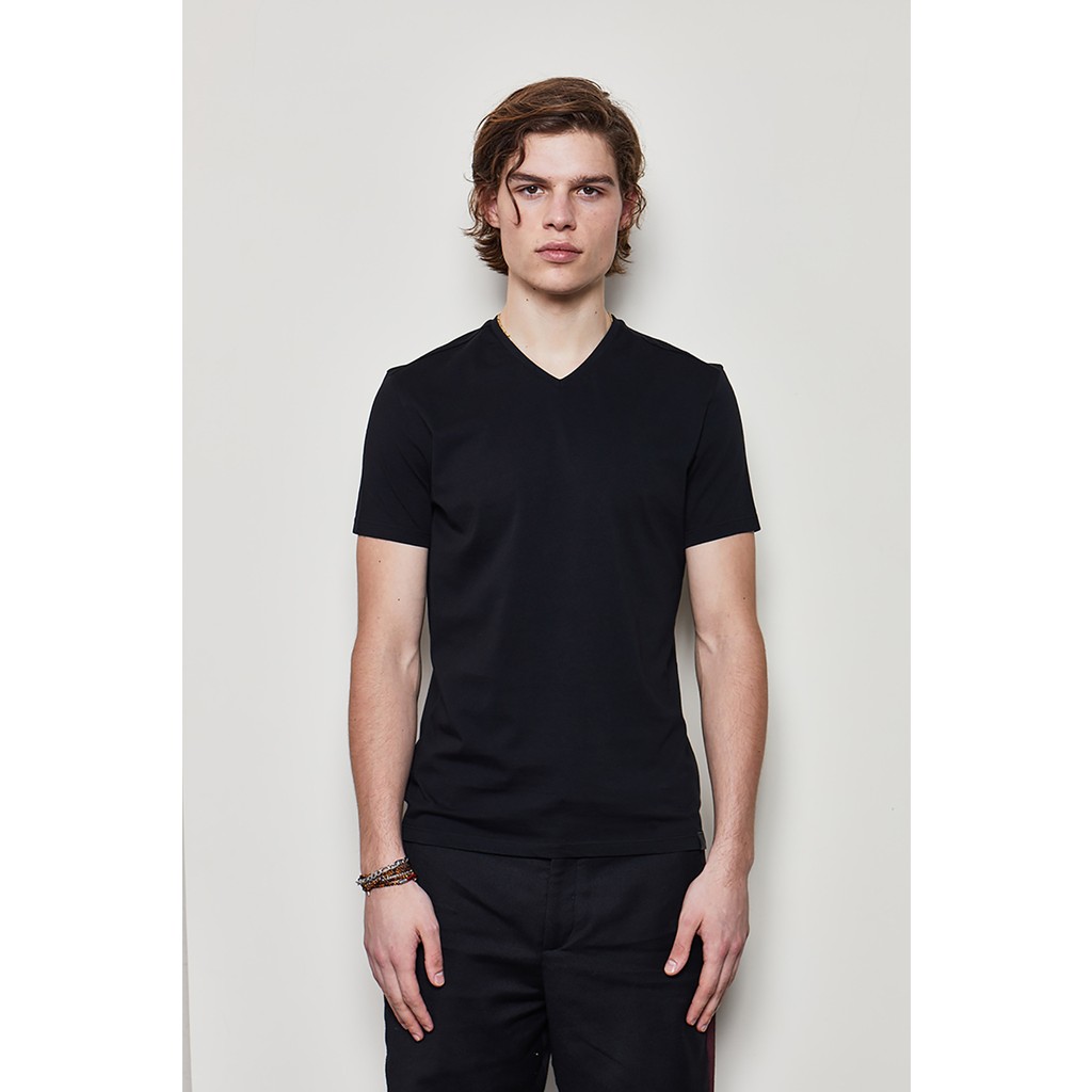 White And Simple Erkek Siyah V Yaka Organik Pamuk Basic T-Shirt Giyim & İç Giyim Fiyatı