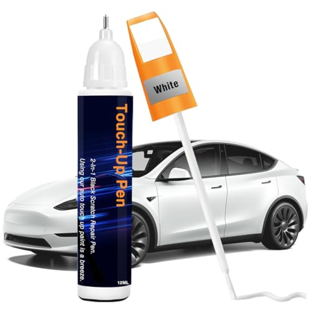 White Car Paint Touch Up, 2-In-1 Car Paint Scratch Repair, Scratch Remover Penwheel Touch Up Paint For Deep Scratches, Long Lasting Adhension, Quick Drying, Easy To Use (12Ml) Car Paints Fiyatı