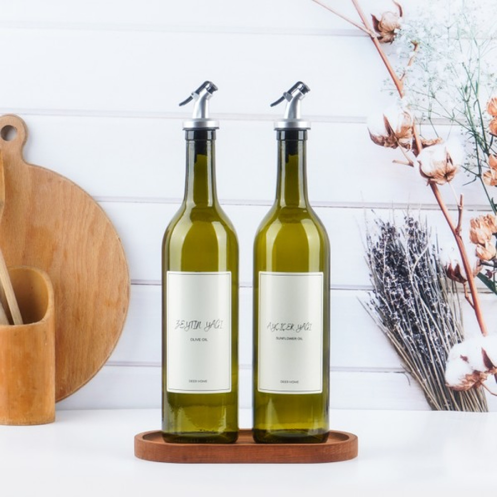 White Deer Ahşap Stantlı 2'li 750 ml Yeşil Cam Yağdanlık Set Damlatmaz Akıtmaz Zeytinyağı Sıvıyağ Şişesi Yağlık Mutfak Gereçleri Fiyatı