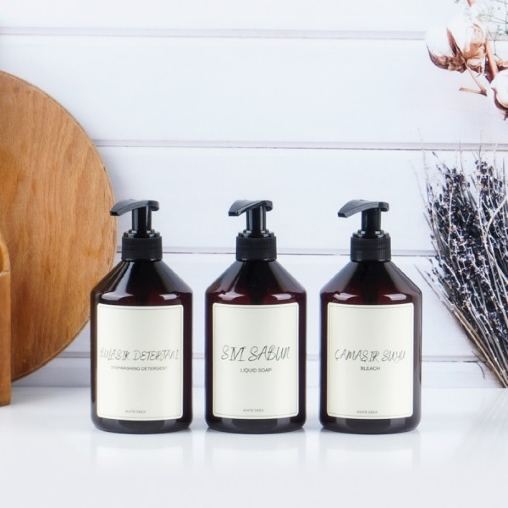 White Deer Amber Düzenleyici 3'lü Set Bulaşık Deterjanı Sıvı Sabun Çamaşır Suyu Mutfak Banyo Sert Plastik Şişe 500 ml Sabunluk Fiyatı