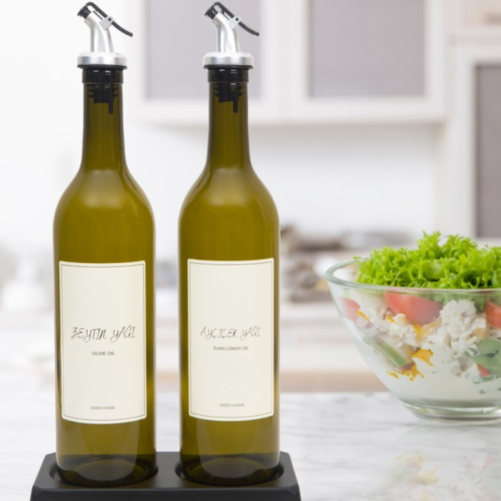 White Deer Stantlı 2' Li 750 ml Yeşil Cam Yağdanlık Set Damlatmaz Akıtmaz Zeytinyağı Sıvıyağ Şişesi Yağlık - Şeffaf - 740 ml Mutfak Gereçleri Fiyatı