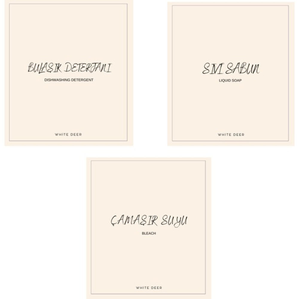 White Deer Sticker Etiket Suya Dayanıklı Şişe Etiketi Mutfak Düzenleyici Sıvı Sabun Çamaşır Suyu Bulaşık Deterjanı Şişe Etiketi - Amber Sabunluk Fiyatı