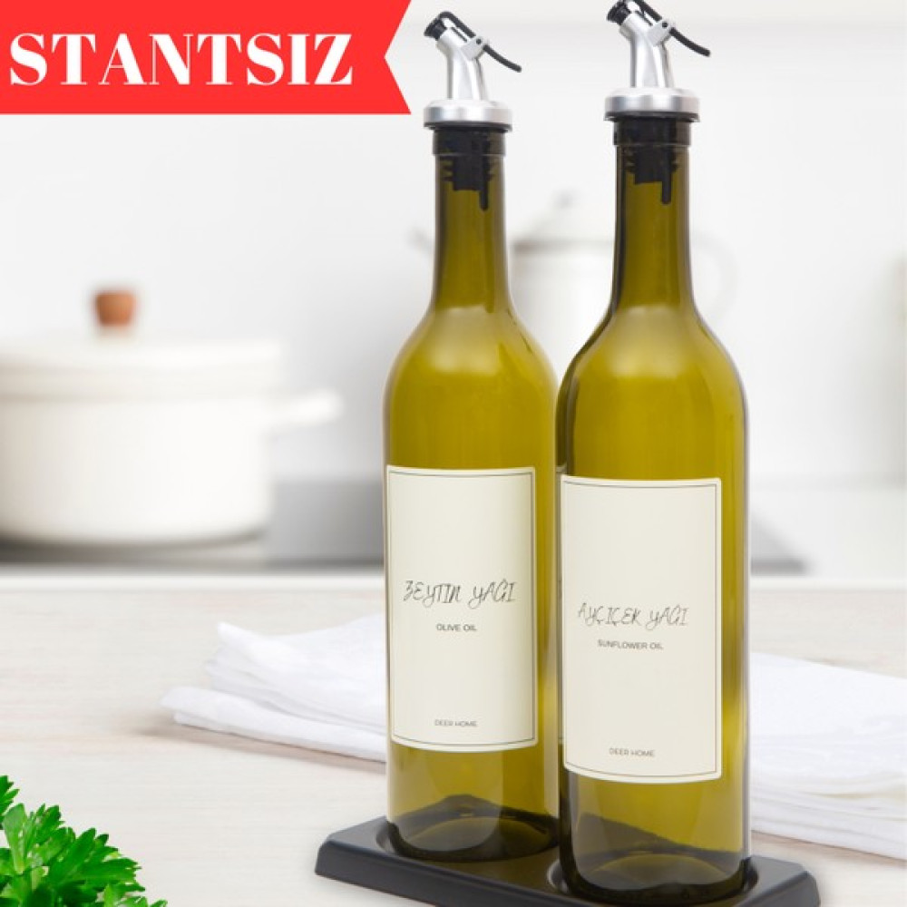 White Deer Yeşil 2' Li 750 ml Zeytinyağı Sıvıyağ Şişesi Cam Yağdanlık Seti Damlatmaz Akıtmaz Yağlık Mutfak Gereçleri Fiyatı