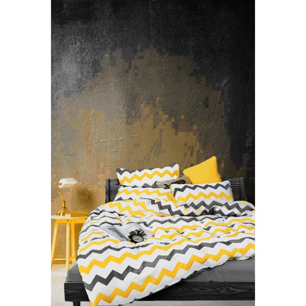 White Home Collection Çift Kişilik Zigzag Nevresim Takımı - 200 x 220 cm - Beyaz - Sarı Nevresim Takımı Fiyatı