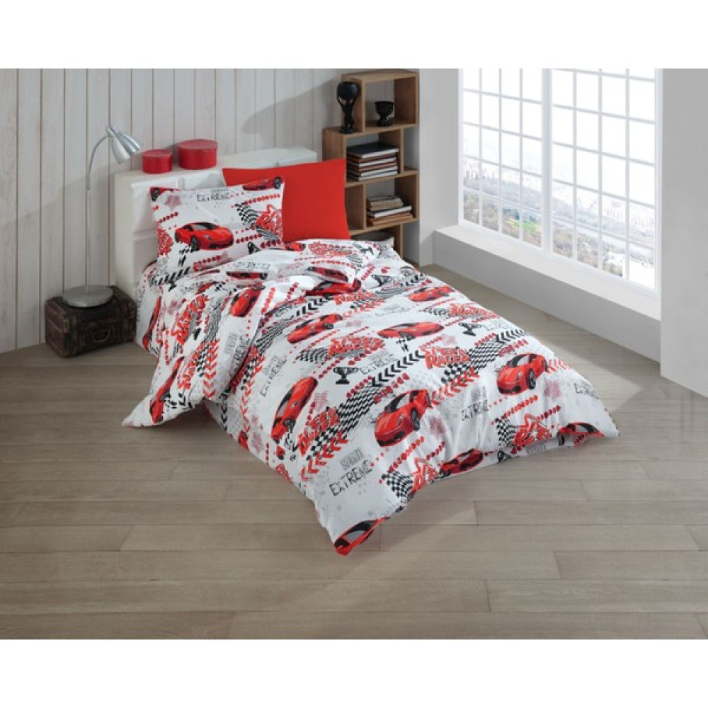 White Home Tek Kişilik Baskılı Nevresim Seti - 155 x 215 cm - Kırmızı Nevresim Takımı Fiyatı