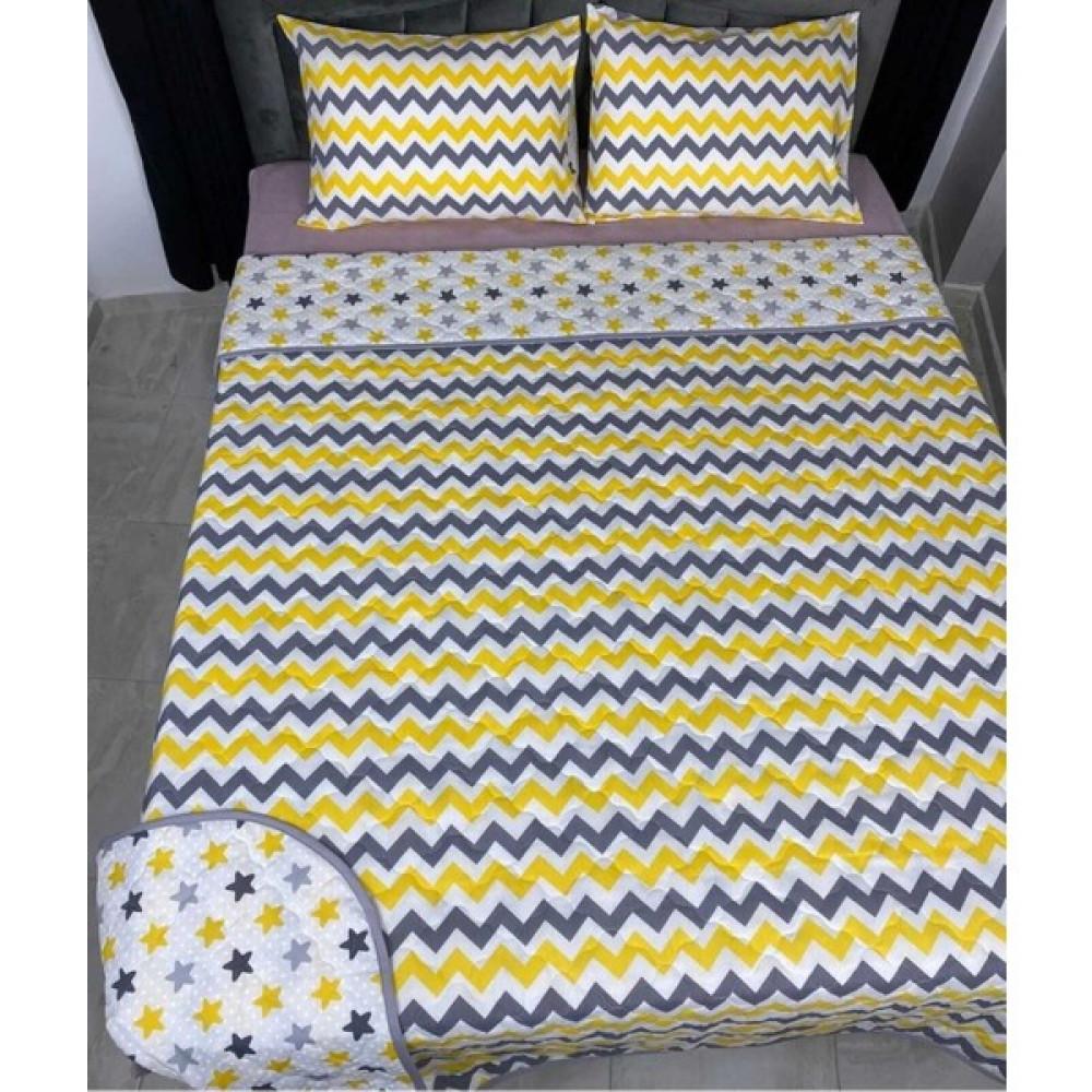 White Home Tek Kişilik Çift Yönlü Çok Amaçlı Yatak Örtüsü Zigzag Sarı - Açık Sarı - TEK KİŞİLİK Pike & Pike Takımı Fiyatı