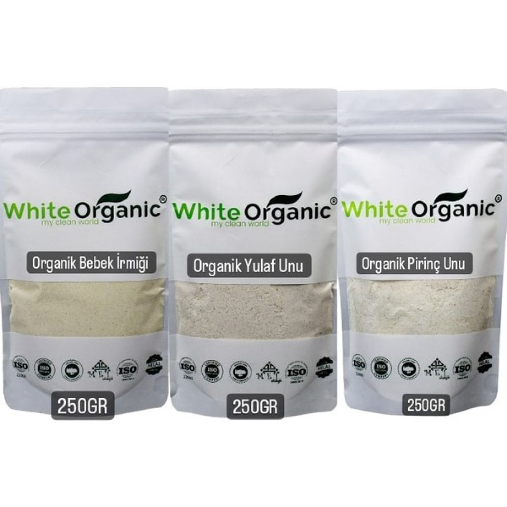White Organic Organik Bebek İrmiği + Pirinç Unu + Yulaf Unu Başlangıç Ek Gıda Seti 6 Ay Bebek Mamaları Fiyatı