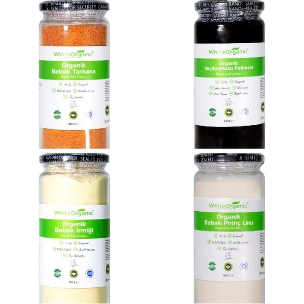 White Organic Organik Sertifikalı Bebek Ek Gıda Seti +6 Ay Premium Cam Set Bebek Mamaları Fiyatı