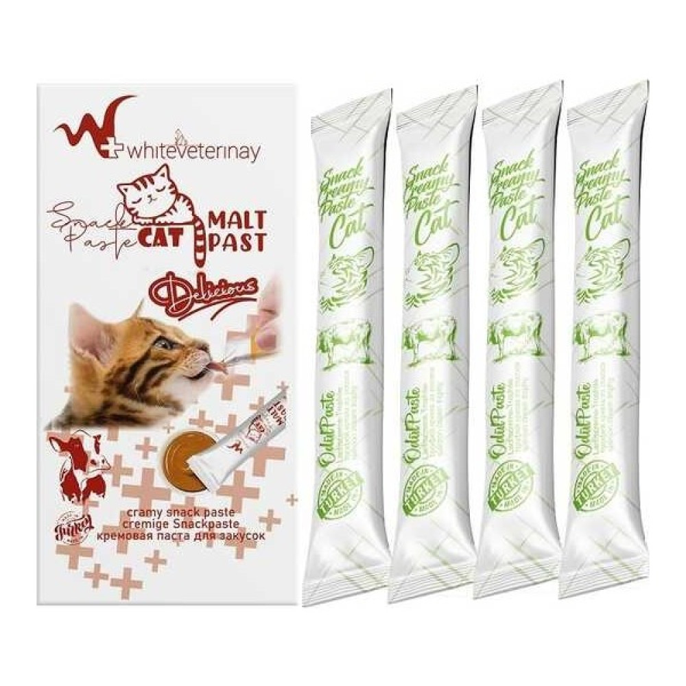 Whiteveterinay Cat Cream Beef Snack Paste 4X15 gr ( Kediler Için Biftekli Sıvı Ödül Maması ) Evcil Hayvan Ürünleri Fiyatı