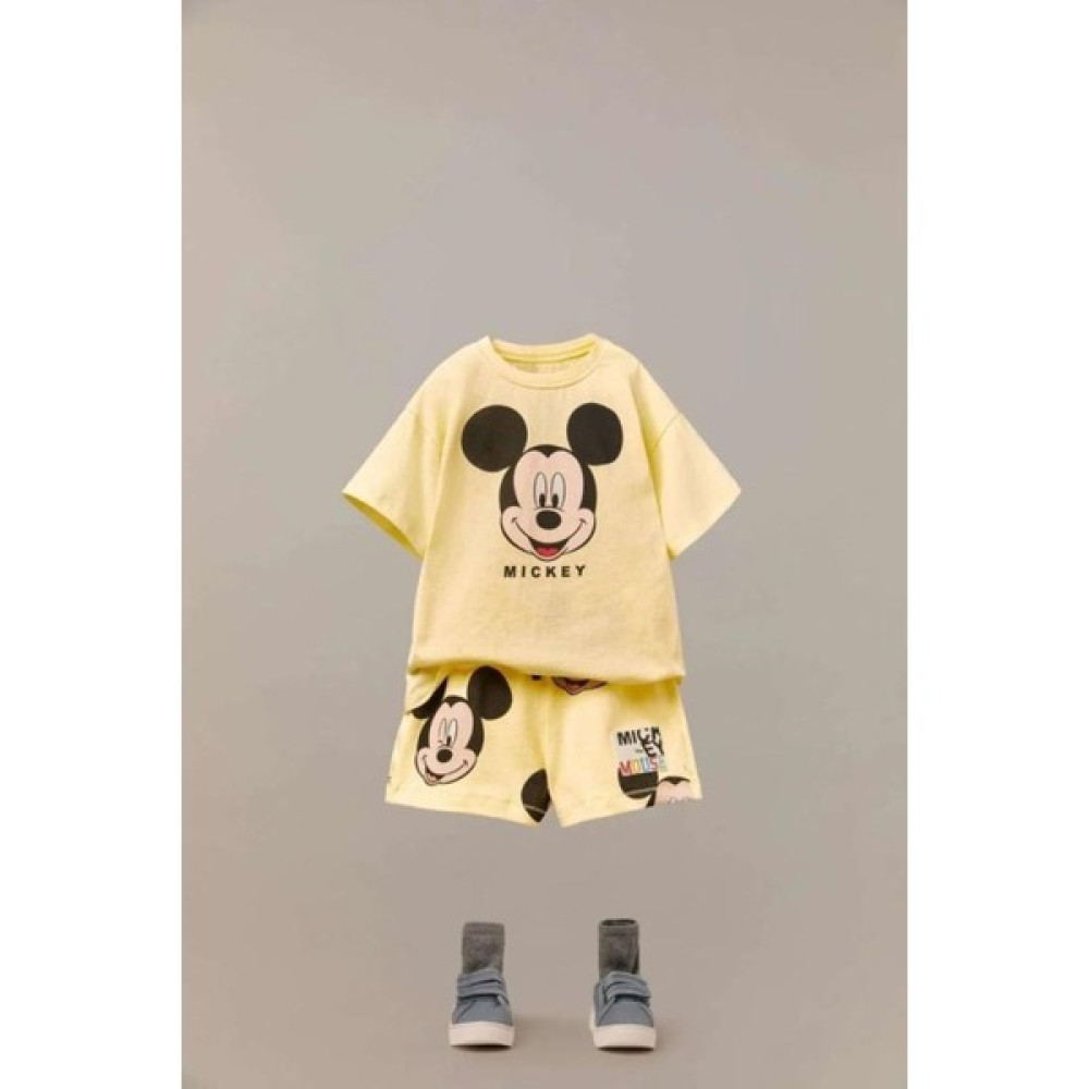 Wianna Baby Mickey Mouse Baskı Desenli Çocuk Şort T-Shirt Takım Bebek Giysi Takım Fiyatı