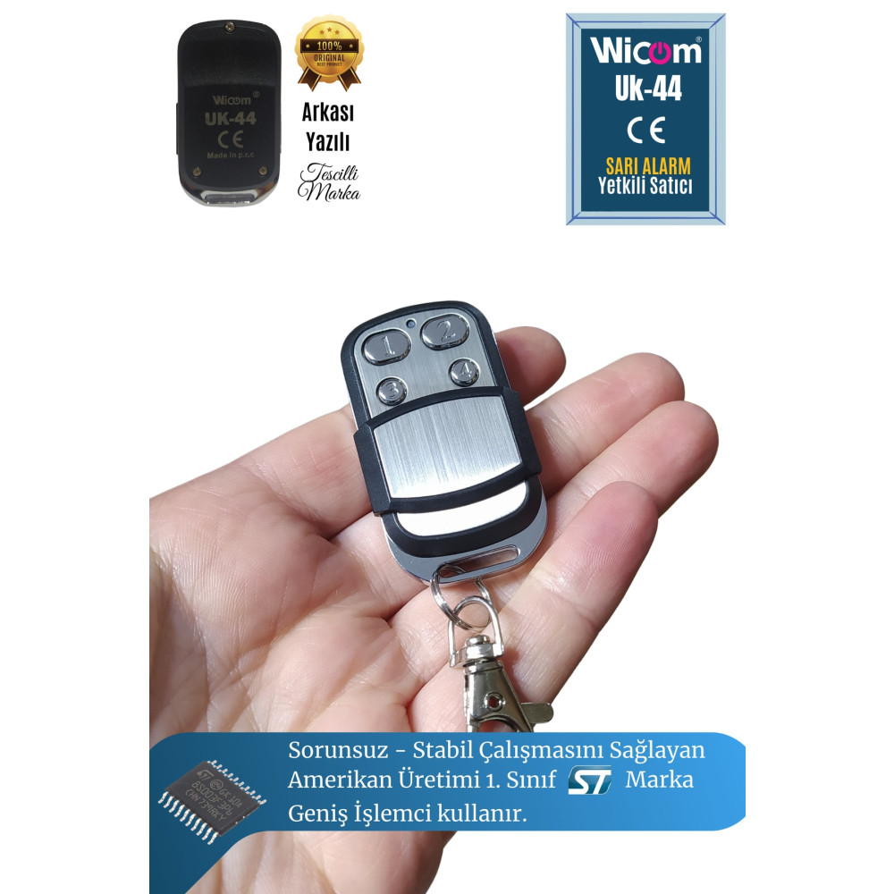 WICOM Uk-44 Unıversal Akıllı Öğrenebilen Kepenk-otopark Kumandası 434mhz ( Sarı Alarm Güvencesiyle ) Anahtarlık Fiyatı