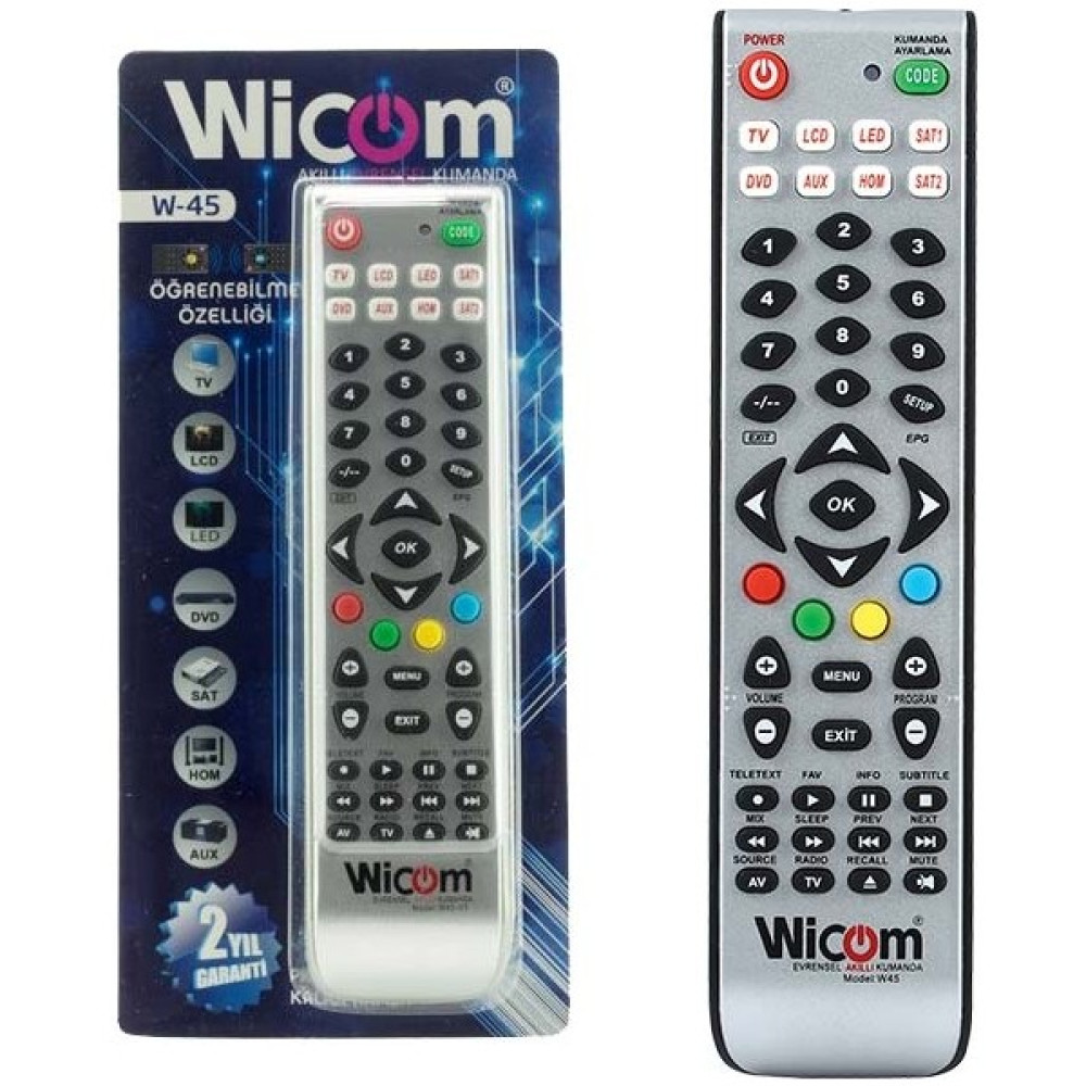 Wicom W-45 8 In1 Akıllı Kumanda - Renkli TV Aksesuarları Fiyatı