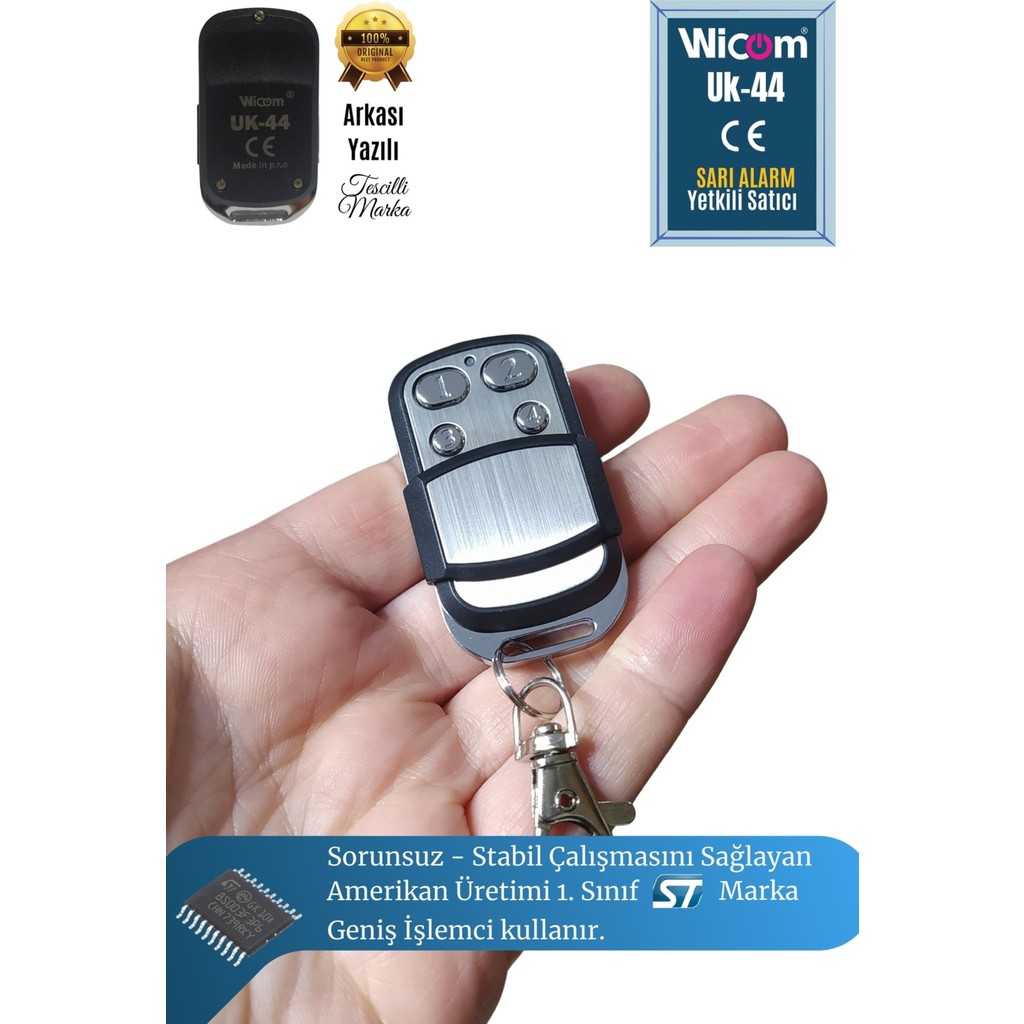 Wicom Wıcom Universal Akıllı Öğrenebilen Kumanda UK-44 Sarı Alarm Güvencesiyle Garaj ve Kepenk Kontrolü Diğer Fiyatı