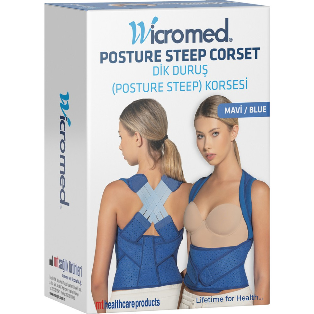 WİCROMED DİK DURUŞ KORSESİ - Mavi - M Korse Fiyatı