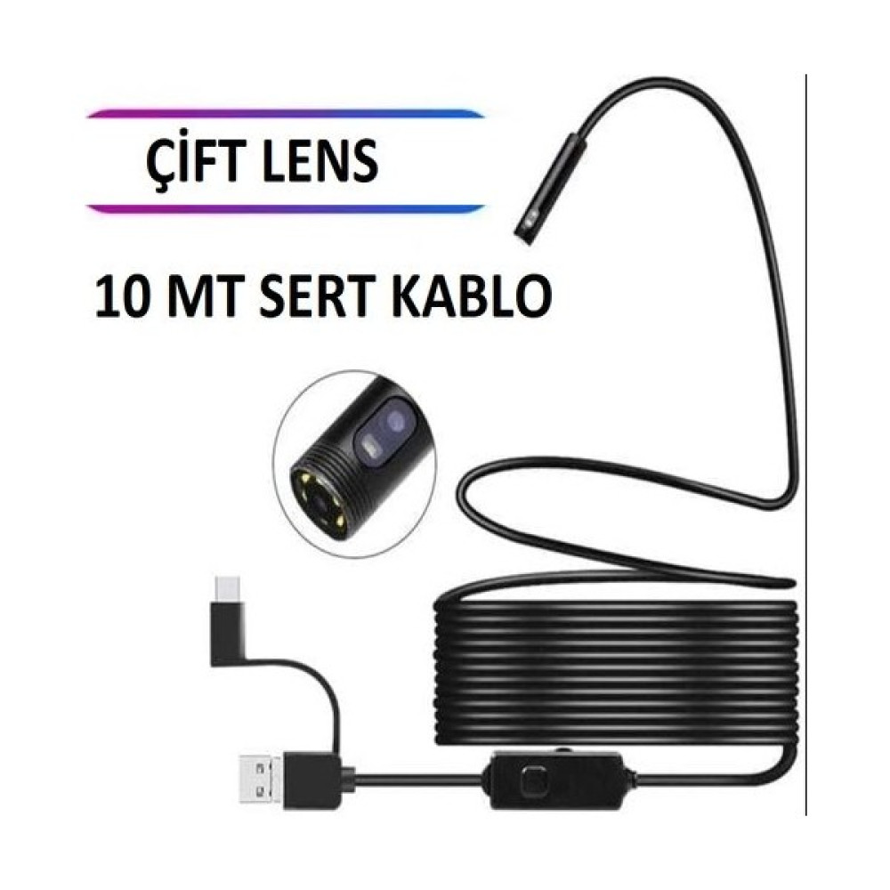 Wificam Plus Çift Lensli Android Endoskop Yılan Kamera 1080P Sert Kablo 10 mt Elektrikli Kesme Makinesi Fiyatı