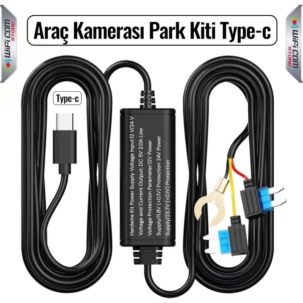 Wificam Type-C Girişli Araç Kamerası Park Modu Bağlantı Kiti (Hardwire Kit) Bilgisayar Çevirici ve Adaptörü Fiyatı