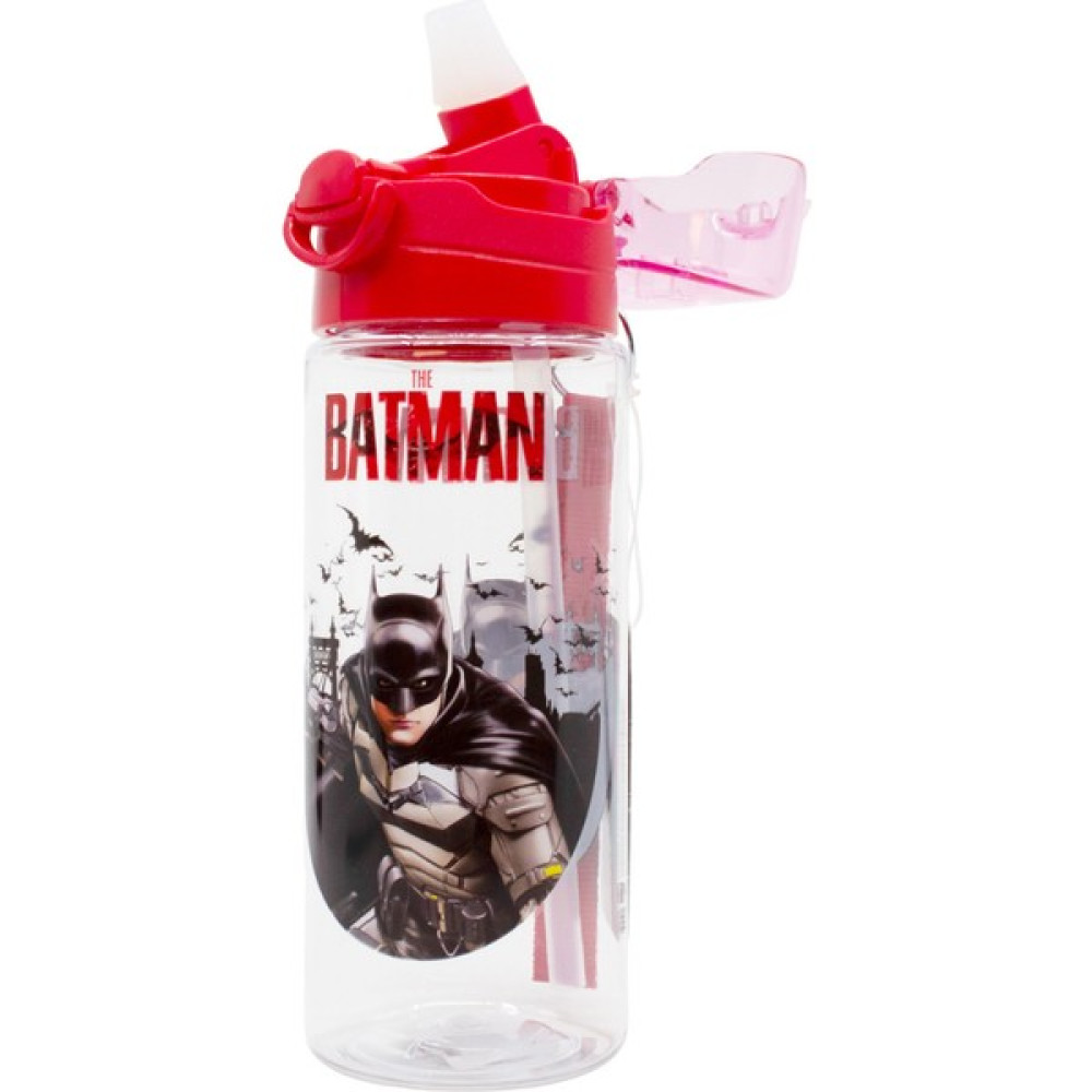 Wiggle 500ML Batman Pipetli Askılı Kilitlenebilir Su Matarası - Şeffaf - Kırmızı Suluk Fiyatı