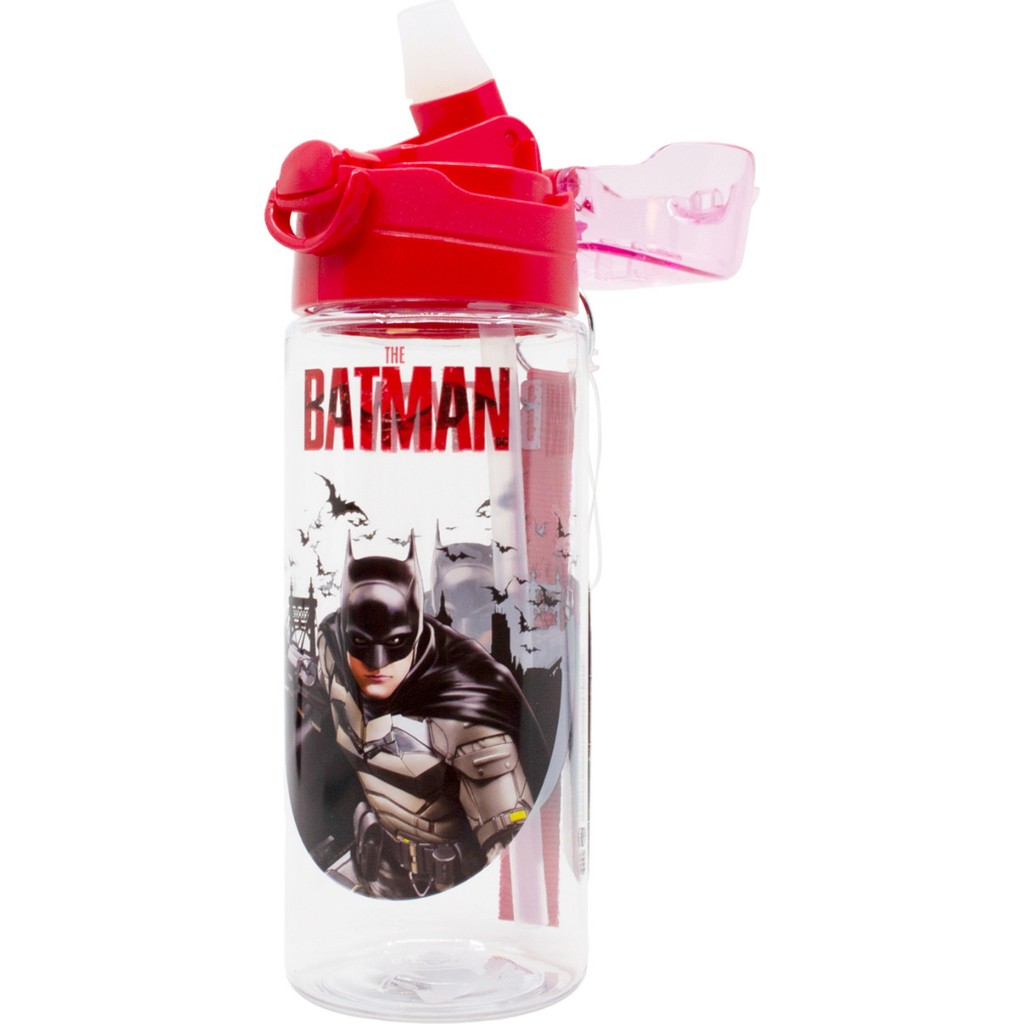 Wiggle 500ML Batman Pipetli Askılı Kilitlenebilir Su Matarası - Şeffaf - Kırmızı Suluk Fiyatı