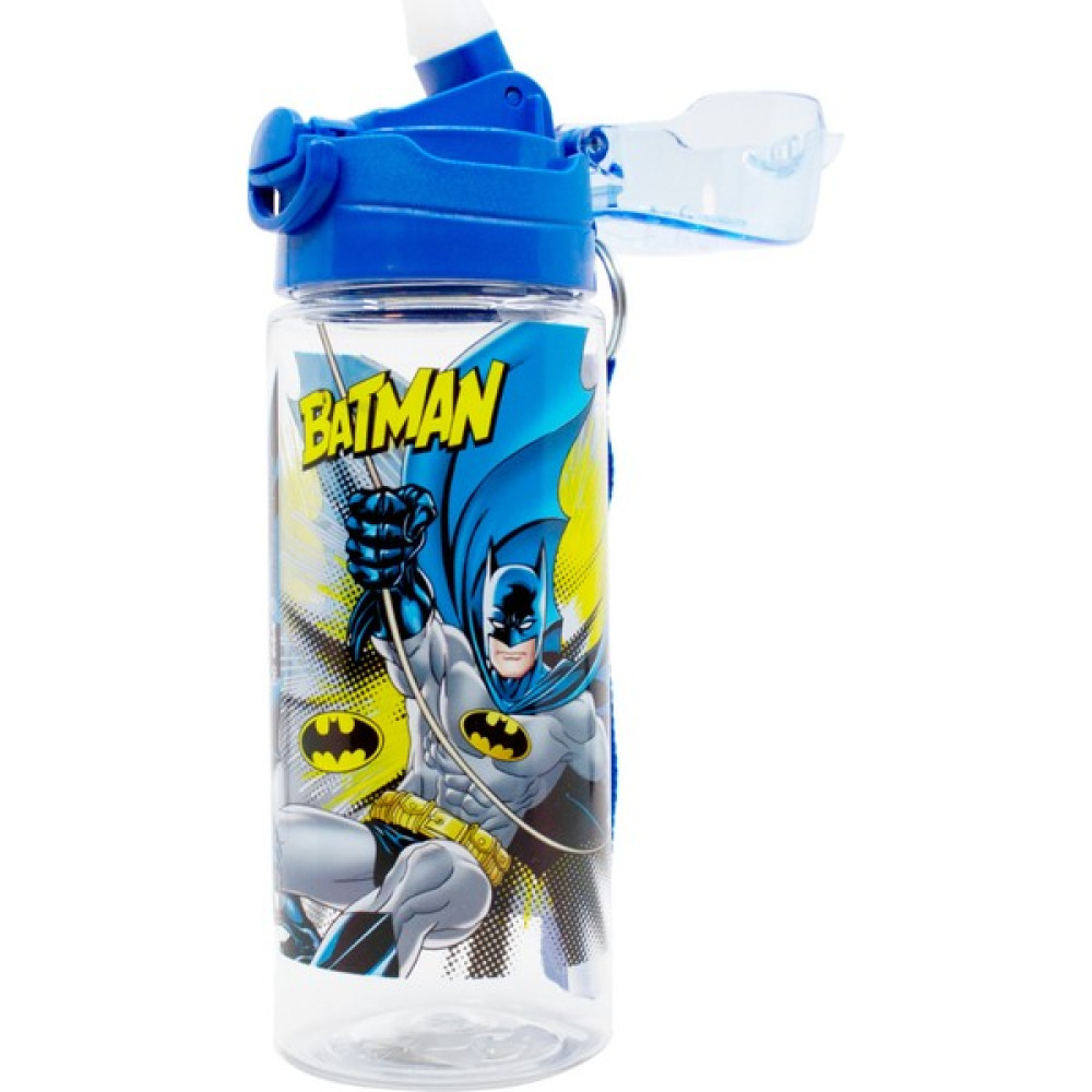 Wiggle Batman Pipetli Askılı Kilitlenebilir Su Matarası 500ML - Şeffaf - Mavi Suluk Fiyatı