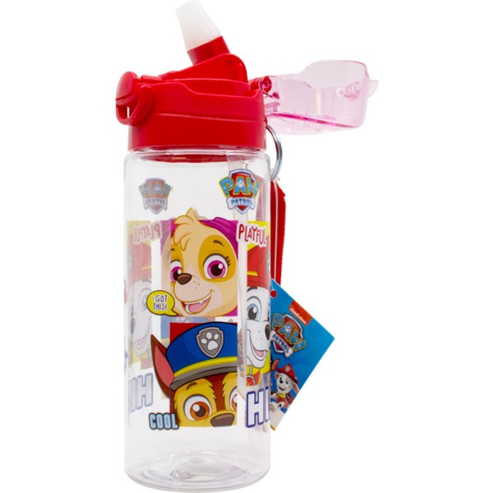 Wiggle Paw Patrol Pipetli Askılı Kilitlenebilir Su Matarası - Şeffaf - Kırmızı Suluk Fiyatı