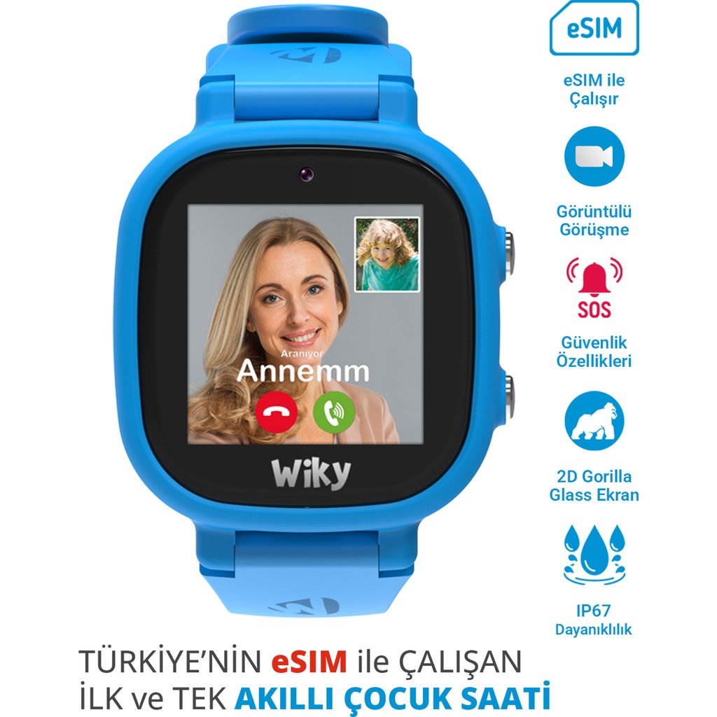 Wiky Watch 5e ESim Kartlı Akıllı Çocuk Saati - Görüntülü ve Sesli Arama, Sesli Mesajlaşma, Gps, Sos, Güvenli Alan, Güvenli Liste, Konum Takibi (E-Sim) (Sadece Turkcell E-Sim) - Mavi Diğer Fiyatı