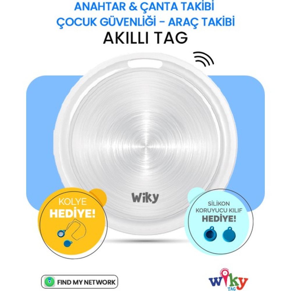 Wiky WikyTag Çocuk Smart AirTag Mavi - Akıllı Konum Takip Cihazı (Apple Uyumlu) Cep Telefonu Aksesuarı Fiyatı