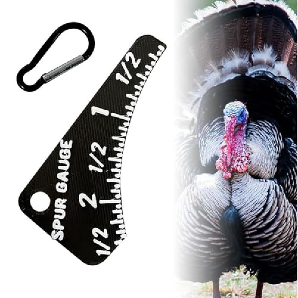 Wild Turkey Spur Gauge, Precision Tool for Measuring Turkey Spur Length, Unique Measuring Tool for Turkey Hunters, Turkey Hunting Accessories, Hunting Enthusiast Gifts (Black)
