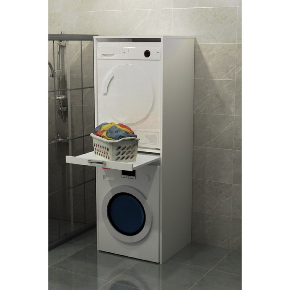 Will Home Willhome Çamaşır & Kurutma Makinesi Dolabı Çekmeceli - W-BAC001 Beyaz Banyo Dolabı / Mobilyası Fiyatı