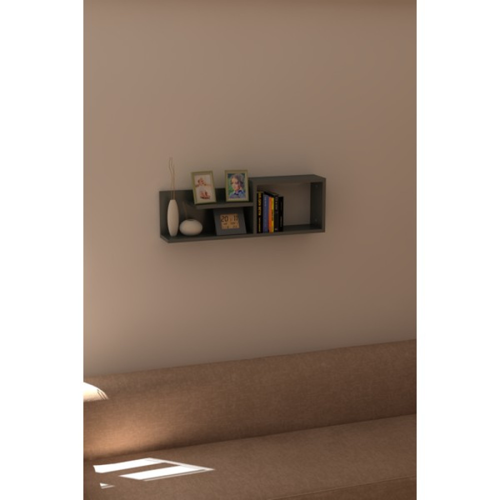 Will Home Willhome Dekoratif Duvar Rafı - W-DVR-D001 Karbon Gri Kitaplık - Duvar Rafı & CD / DVD Rafı Fiyatı