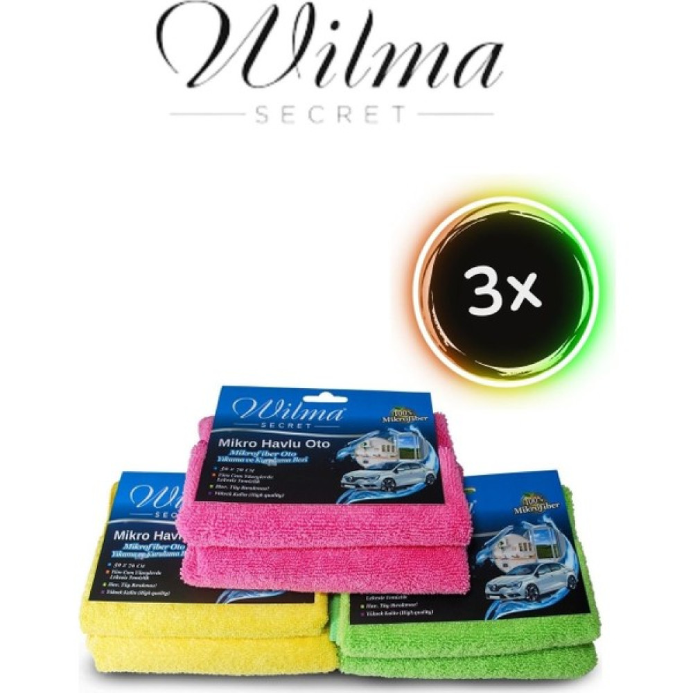 Wilma Secret Mikrofiber Havlu 50X70CM 3 Adet Oto Yıkama ve Kurulama Bezi - Standart Temizlik Malzemeleri Fiyatı
