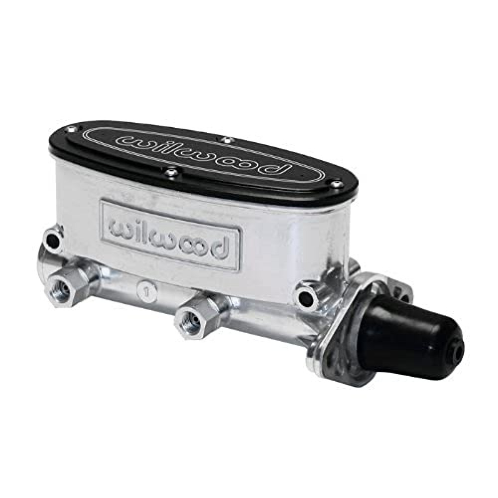 Wilwood Master Cylinder, Tandem, 1 in Bore, 1.100 in Stroke, Integral Reservoir, Aluminum, Burnished, Kit