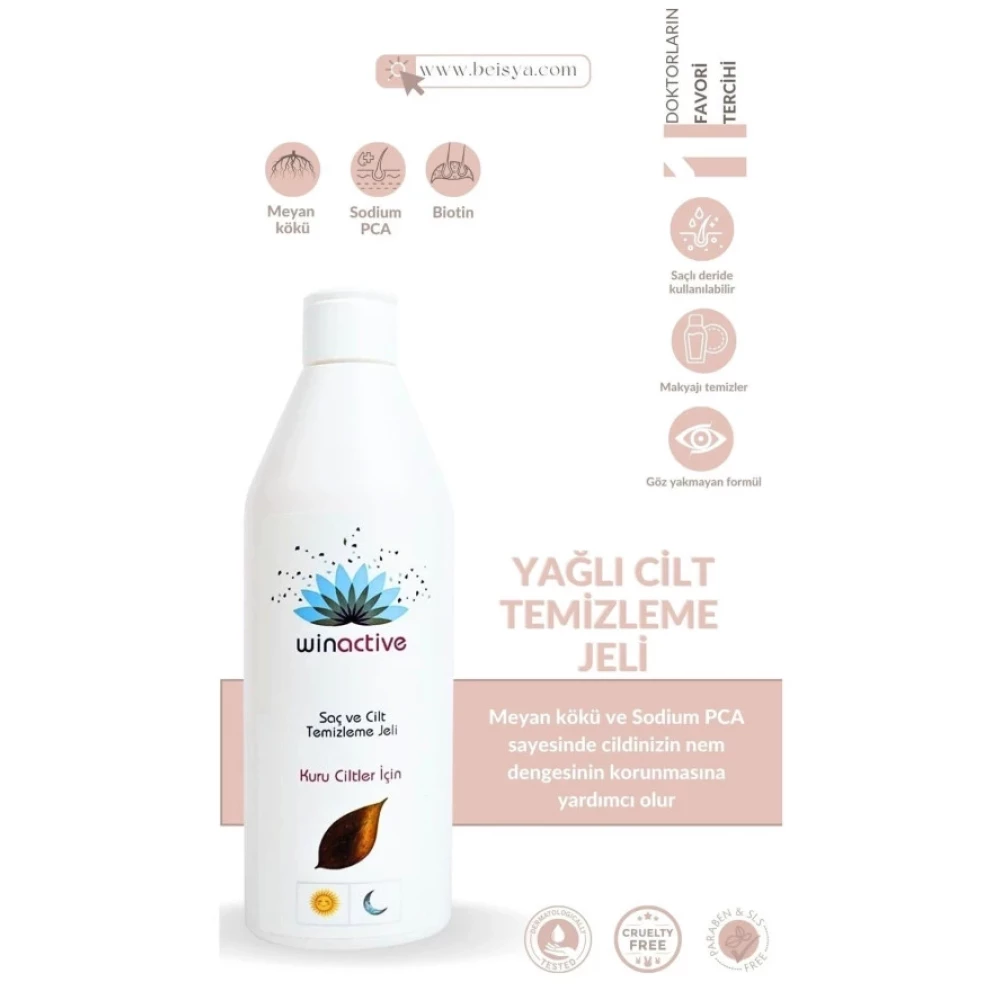 Winactive Kuru Ciltler Sac Ve Cilt Temizleme Jeli 250 Ml Akne ve Sivilce Bakımı Fiyatı