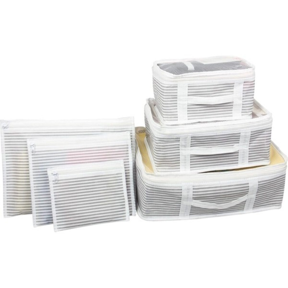 Winbox 6'lı Set Bavul Içi Düzenleyici, Bavul Organizer, Valiz Düzenleyici - Gri Çizgili - Renkli - 1 Adet Hurç Fiyatı