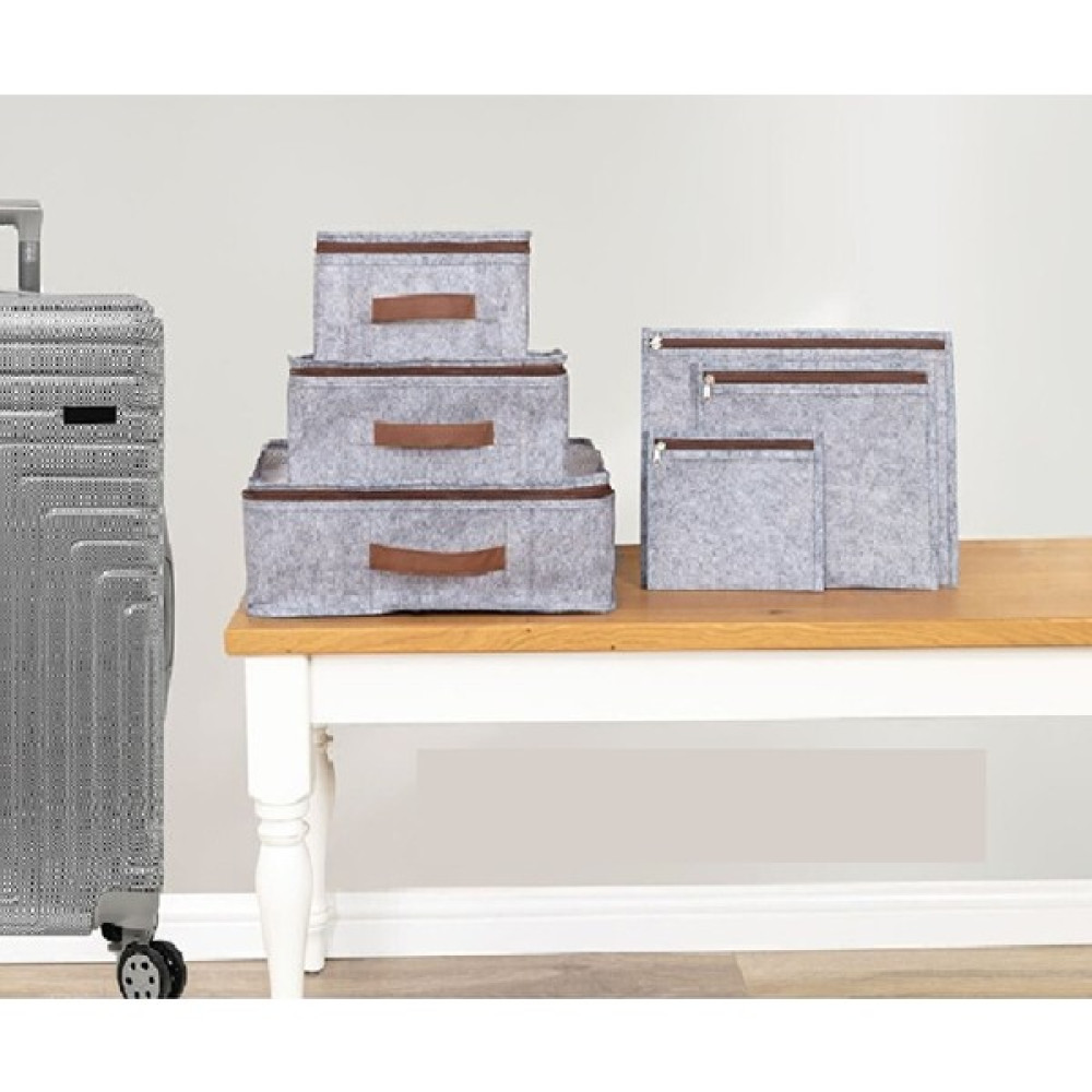 Winbox Hastane Çıkışı 6 Parça Bavul Valiz Düzenleyici Organizer Derili Keçe Gri Eşya Saklama / Düzenleme Fiyatı