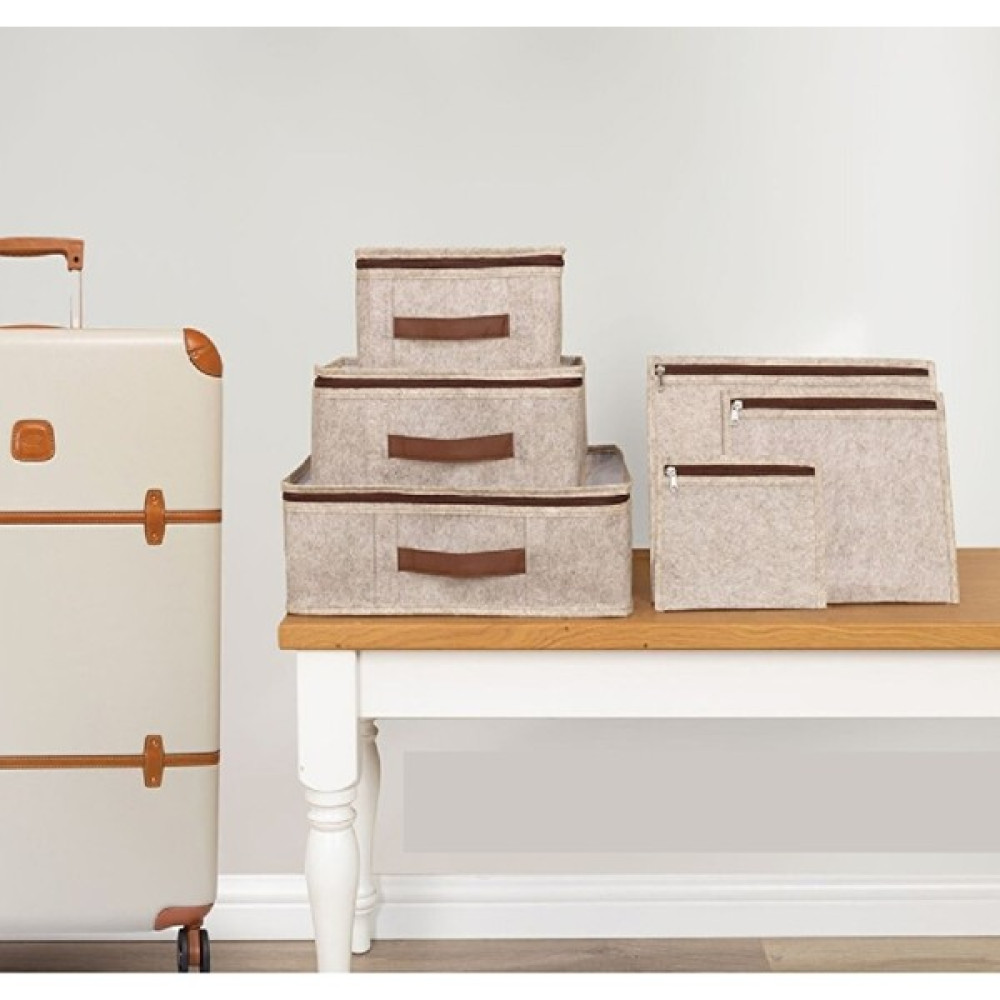 Winbox Hastane Çıkışı 6 Parça Bavul Valiz Düzenleyici Organizer Derili Keçe Kahve - Kahverengi Eşya Saklama / Düzenleme Fiyatı