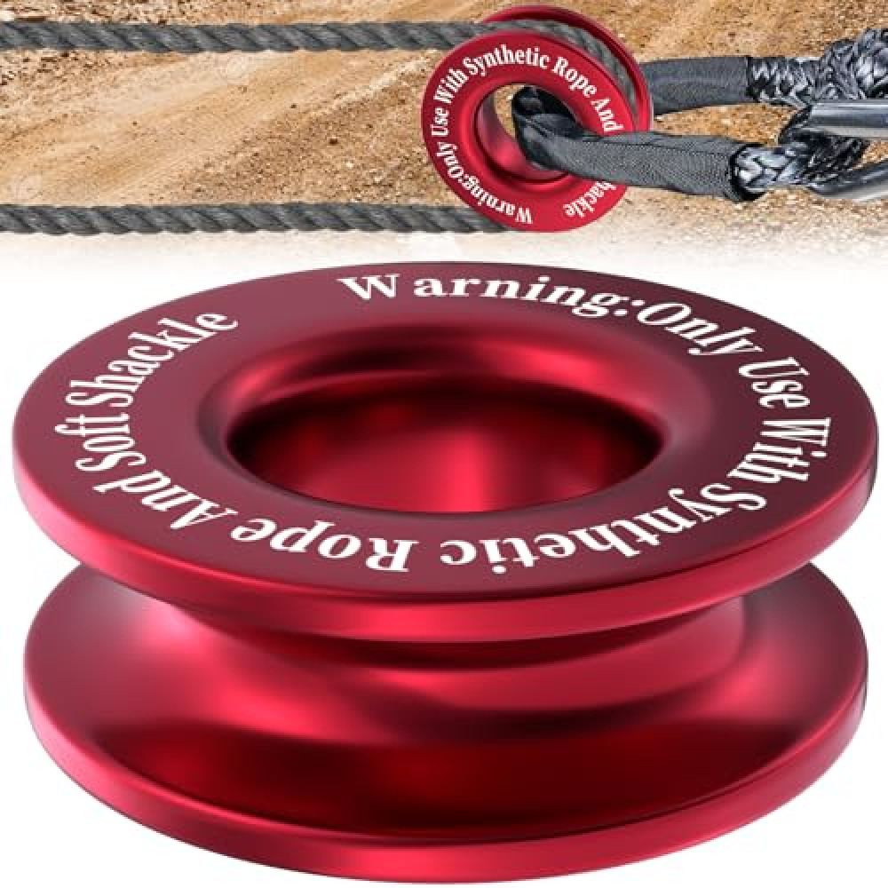 Winch Snatch Recovery Ring, Heavy Duty 45000 Lbs Break Strength Snatch Block Ring, Towing Rcovery Snatch for Soft Shackle and Synthetic Rope, Compatible with ATV UTV SUV Truck Off-Road Vehicle (Red)