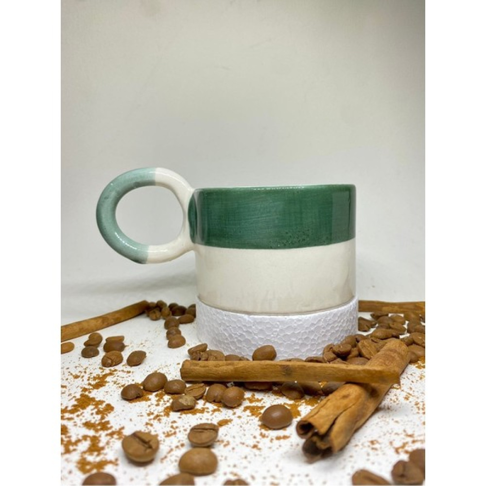 Wind Art Ceramic Retro Okyanus Esintisi El Yapımı Seramik Kupa Bardak - 1 Adet - Beyaz - Mavi - 200 ml Fincan / Bardak / Kahve Takımı Fiyatı