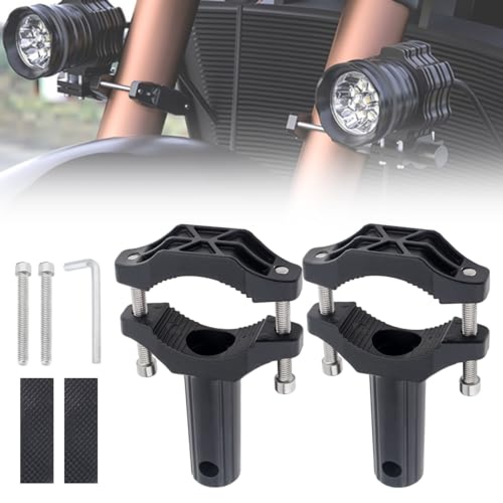 Windance 2pcs Front Fork Lamp Mount Brackets,Headlight Fog Light Auxiliary Mounting Holder,Spotlight Mount Bracket Extension Tube Clamp for Motorcycle