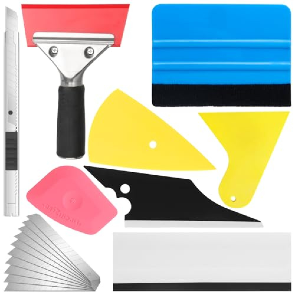 Window Tint Kit for Cars, 18 Pcs Window Tint Tools, Vinyl Wrap Tools, Window Film Installation Kit, Car Wrap Kit, Tint Squeegees, Tinting Tools for Window Privacy Film, Tint Removal Kit