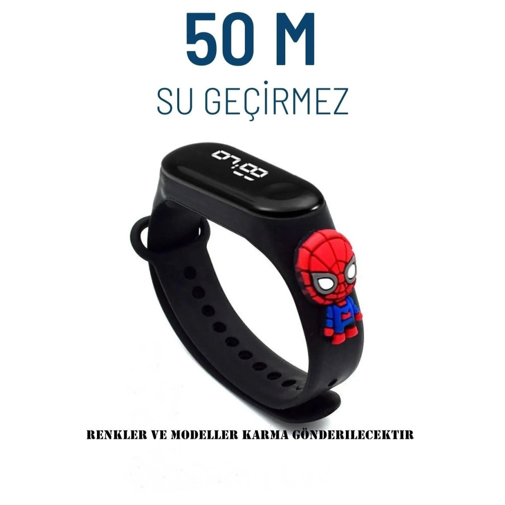 Winesso Örümcek Adam Spiderman Figürlü Dijital Led Çocuk Saati Dokunmatik Ekranlı Su Geçirmez (siyah) Saat Fiyatı