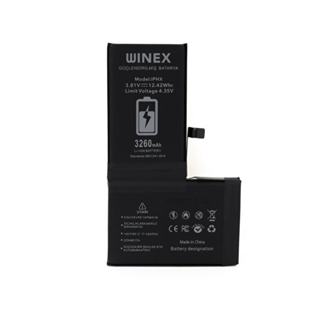 Winex iPhone X Uyumlu Güçlendirilmiş Premium Batarya Telefon Yedek Parça Fiyatı