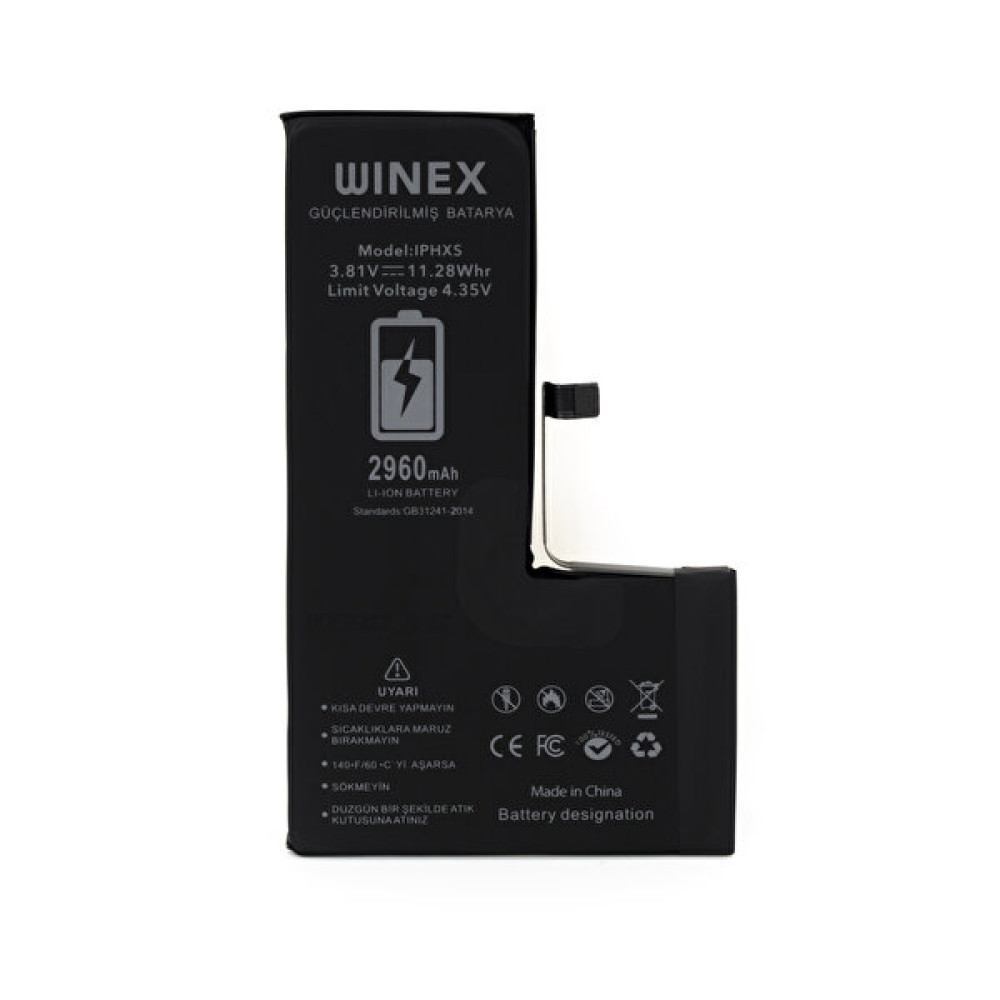 Winex iPhone XS Uyumlu Güçlendirilmiş Premium Batarya Telefon Yedek Parça Fiyatı