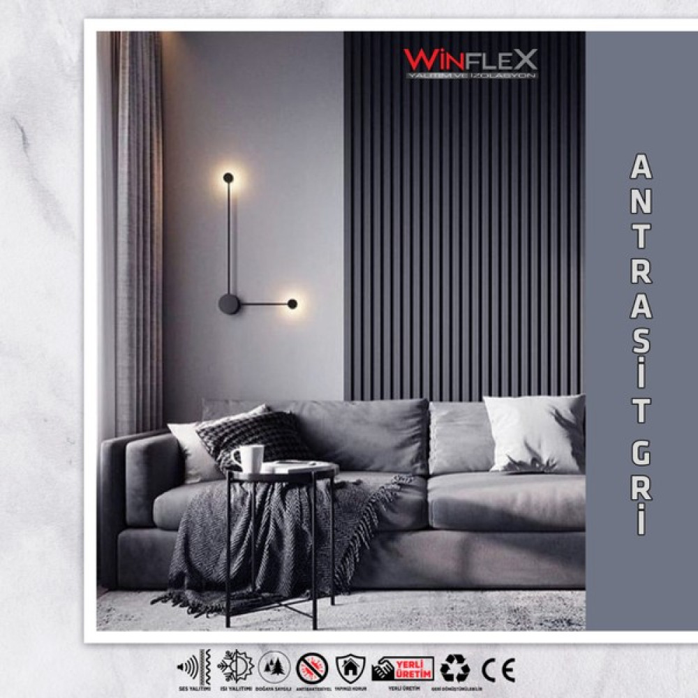 Winflex Winpanel Dekoratif Ahşap Duvar Paneli – Antrasit Gri (15 x 240 cm ). - 15X240CM Ofis Mobilya Aksesuarları Fiyatı