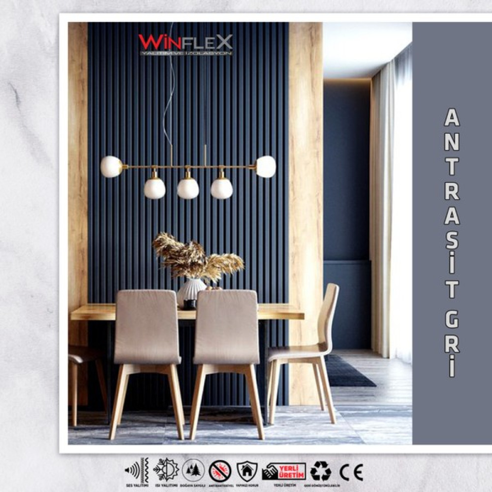 Winflex Winpanel Dekoratif Ahşap Duvar Paneli - Antrasit Renk (50X240CM).  - 50X240CM Ofis Mobilya Aksesuarları Fiyatı