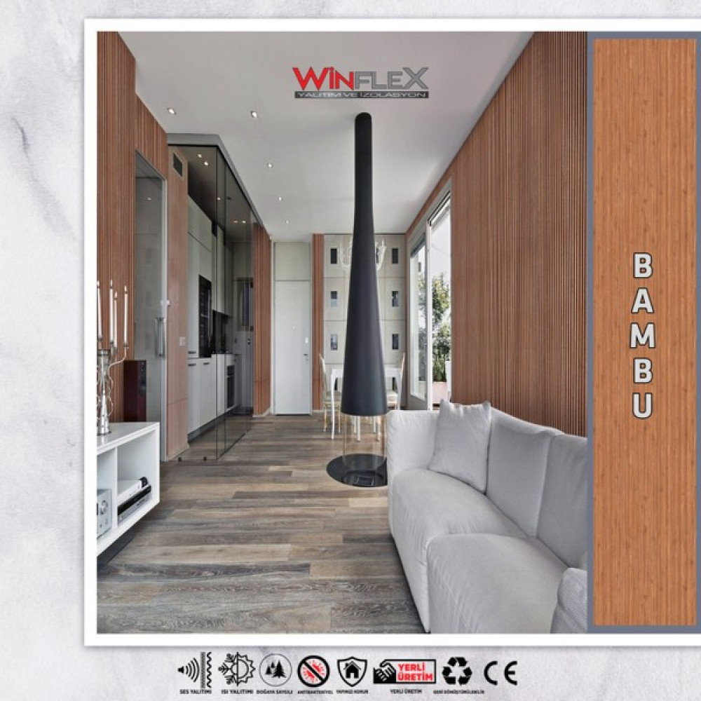 Winflex Winpanel Dekoratif Ahşap Duvar Paneli - Bambu Rengi (60X240CM).  - 60X240 CM Ofis Mobilya Aksesuarları Fiyatı